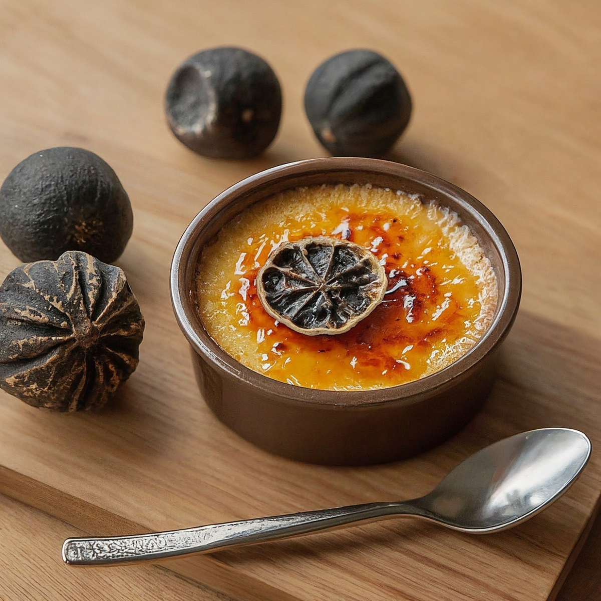 Recette de crème brûlée à l'Or Noir (pâte de citron noir)