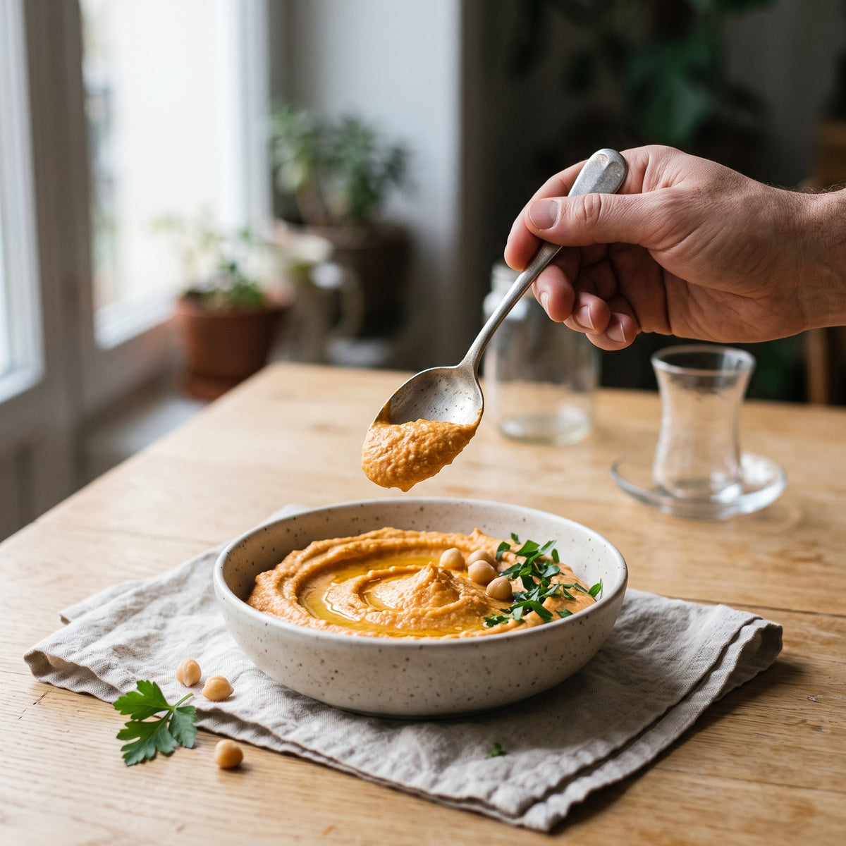Houmous orangé à la harissa