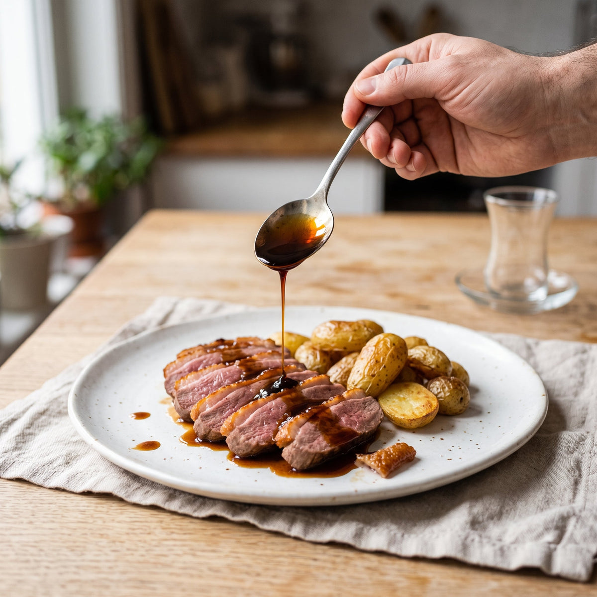 Magret de canard, sauce au sirop