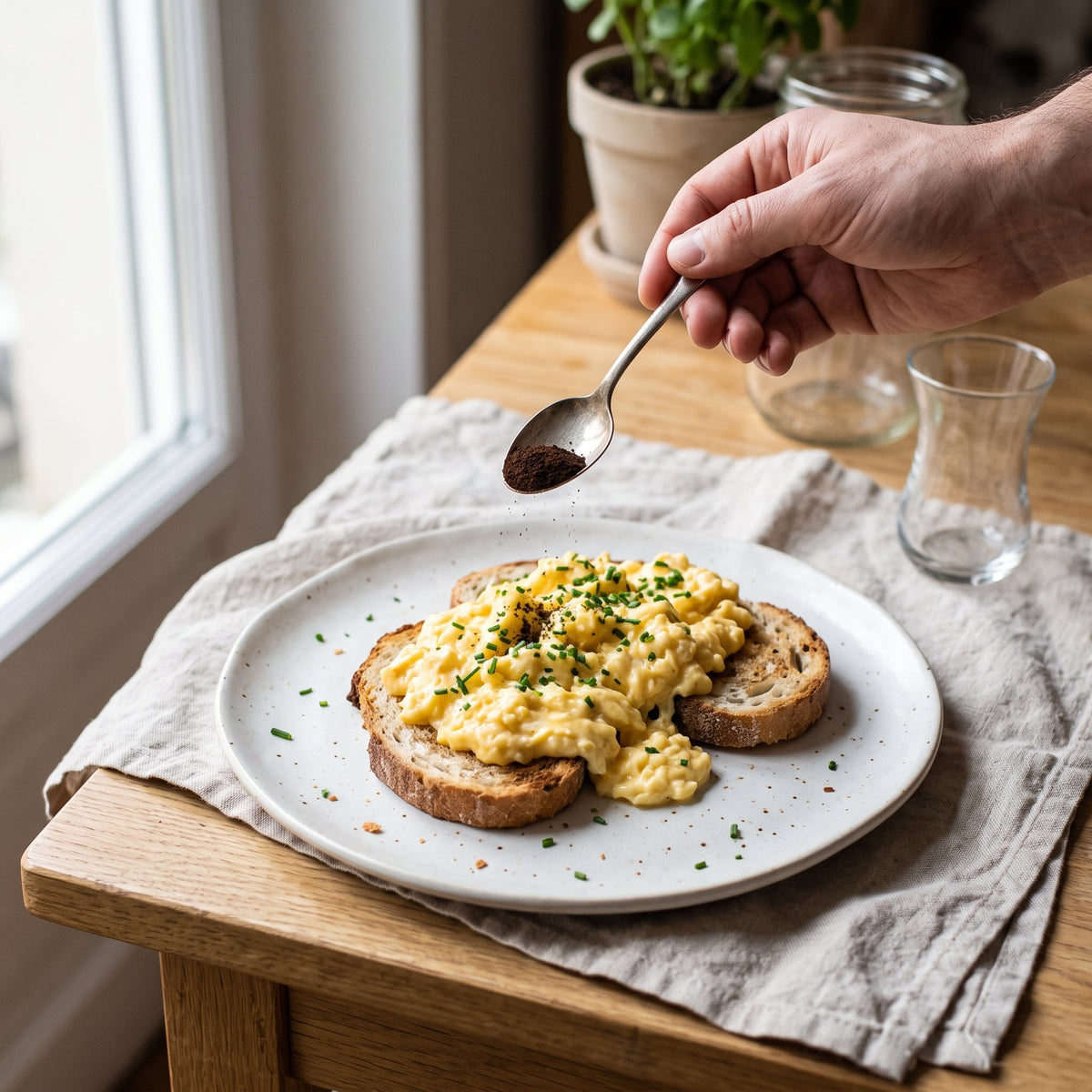 Œufs brouillés crémeux sur toast