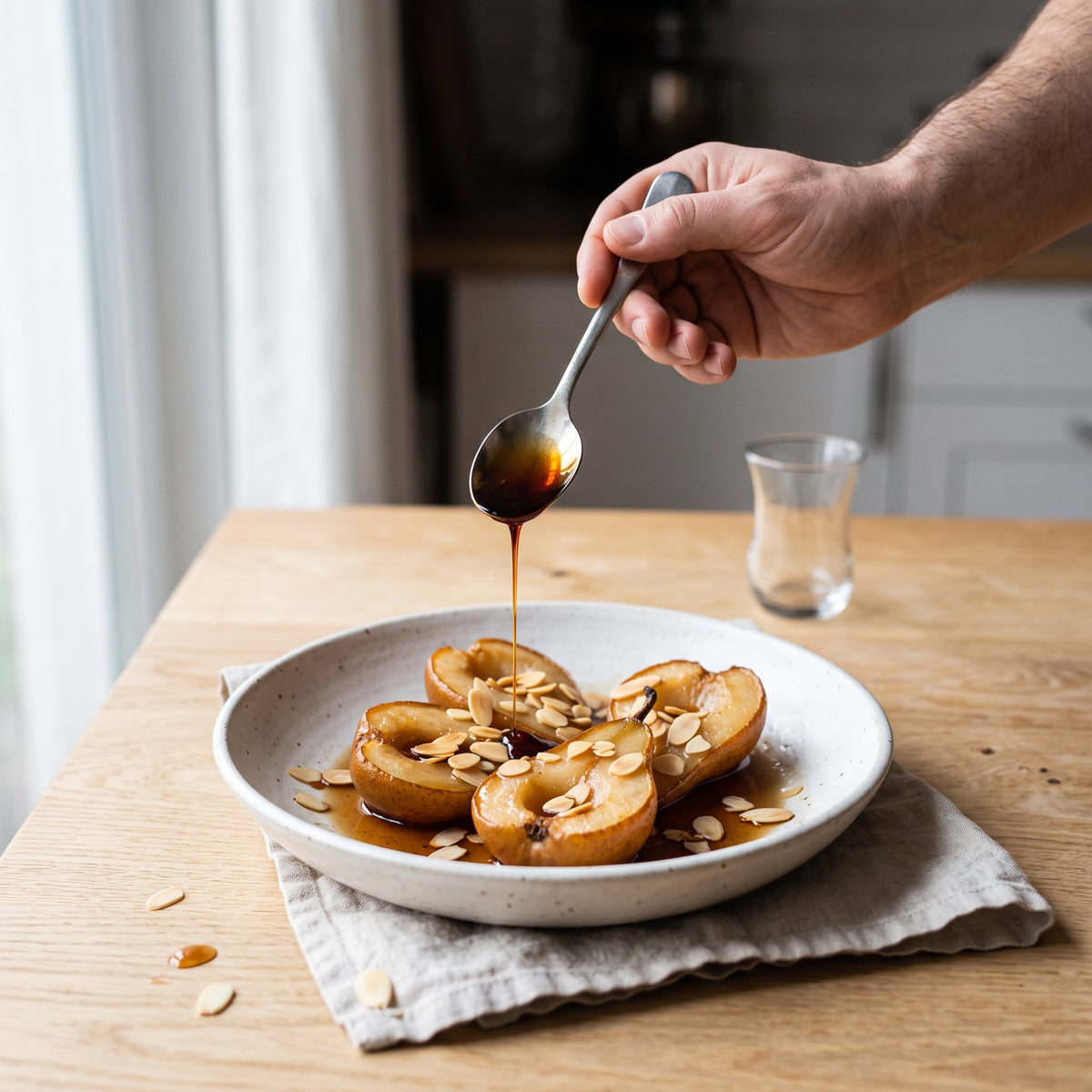 Poires rôties, amandes
