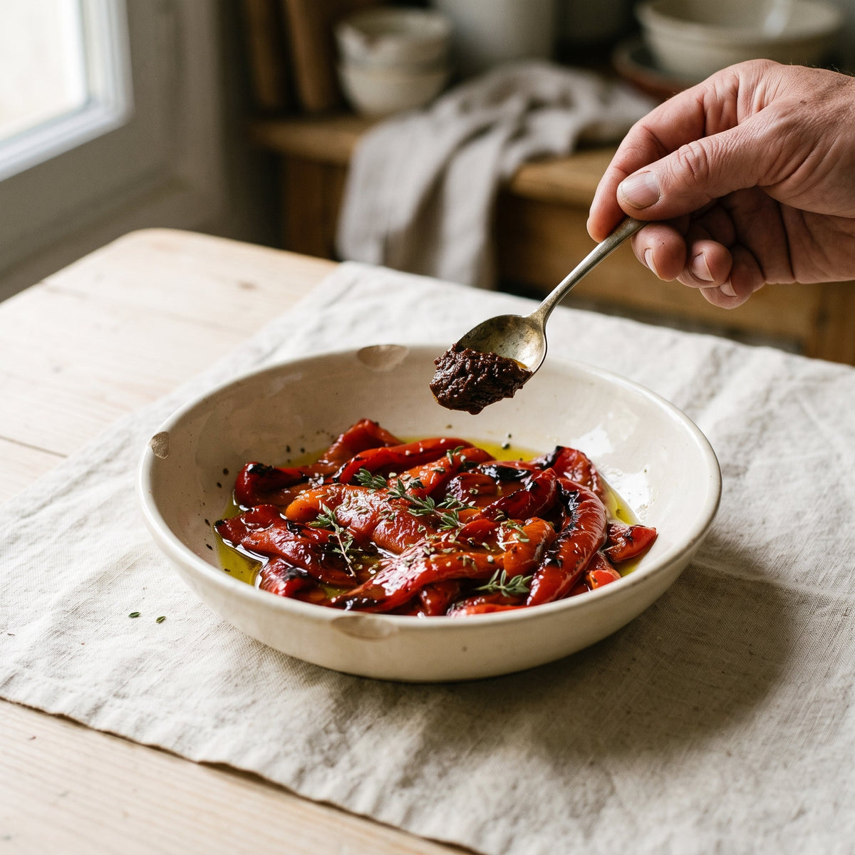 Poivrons marinés harissa à la rose