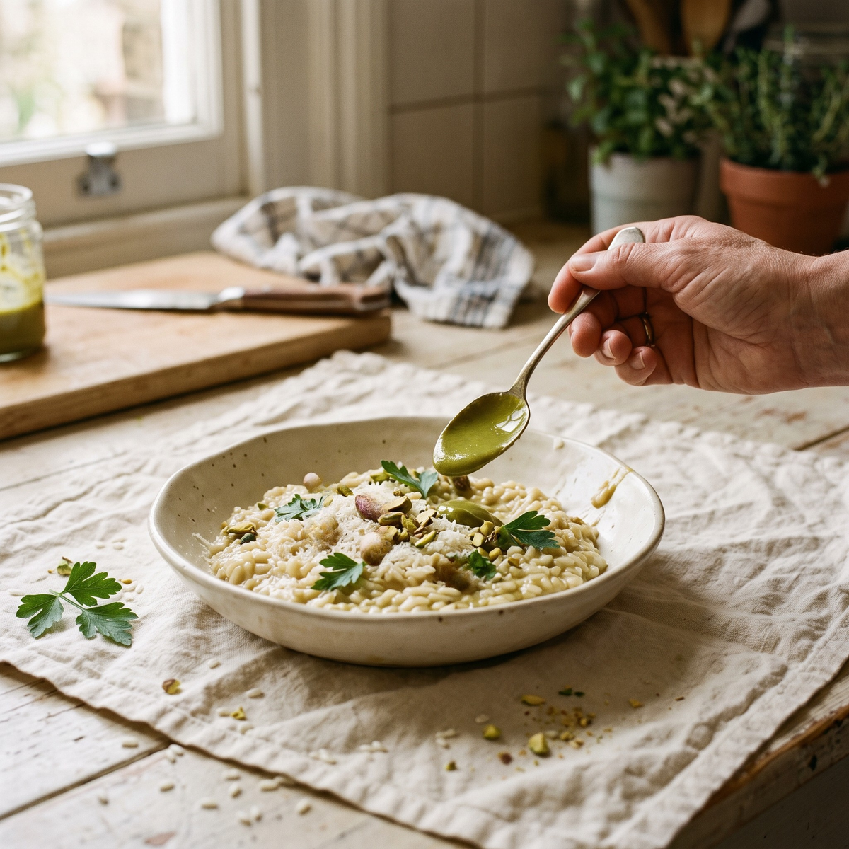 Risotto à la pistache (pour 4 personnes)