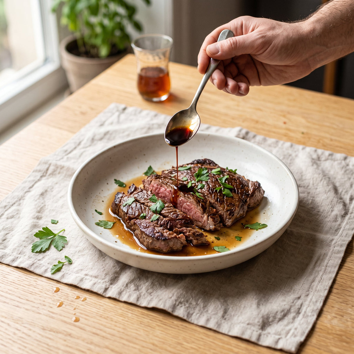 Bavette marinée et snackée