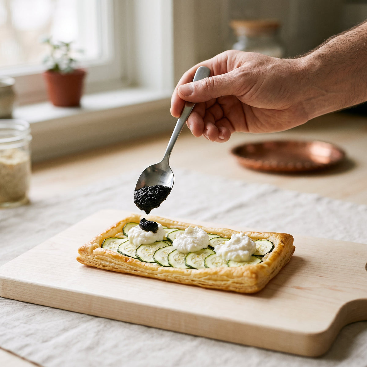 Tarte fine aux courgettes ricotta (ou fromage frais) Or Noir