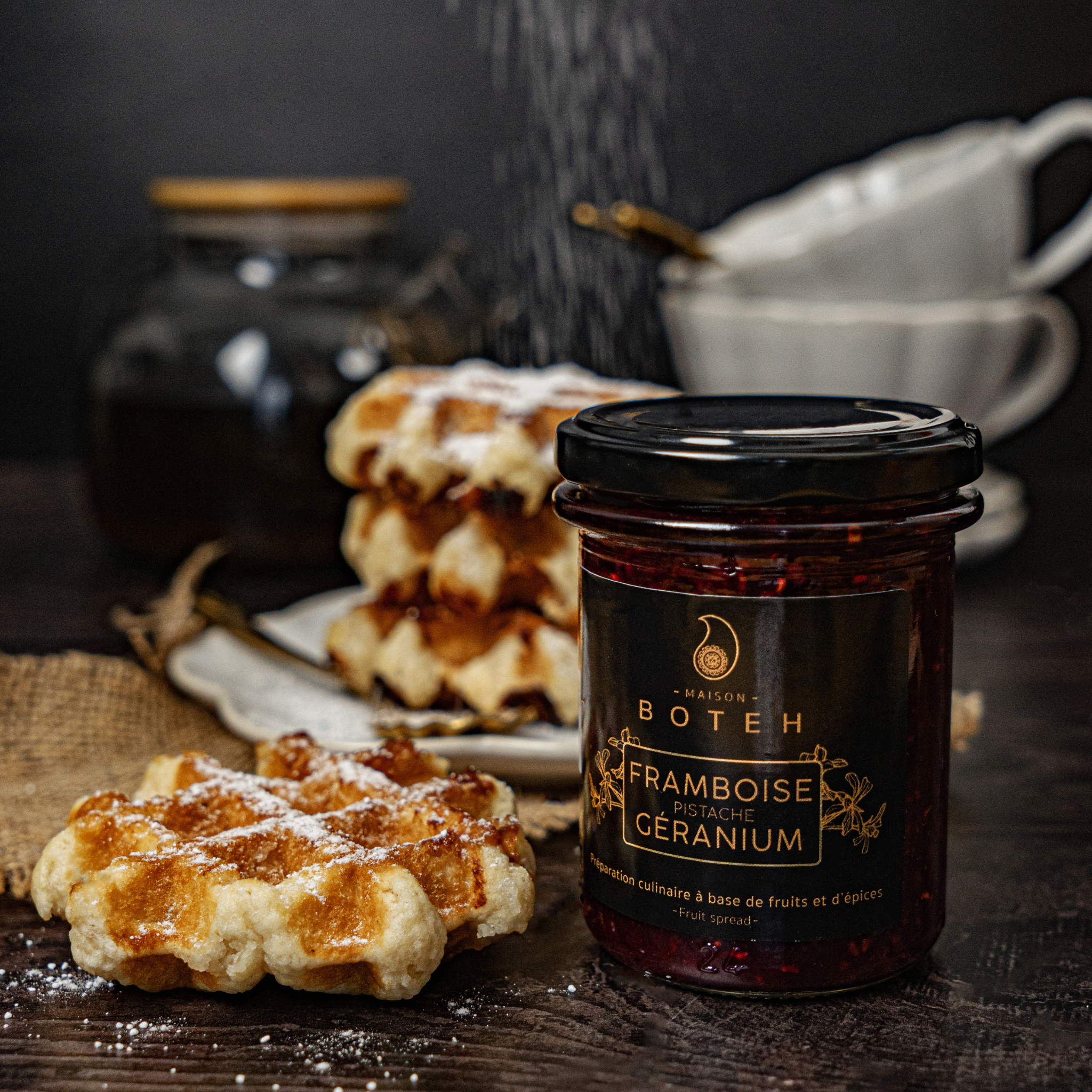 Confiture de Framboise Pistache Géranium