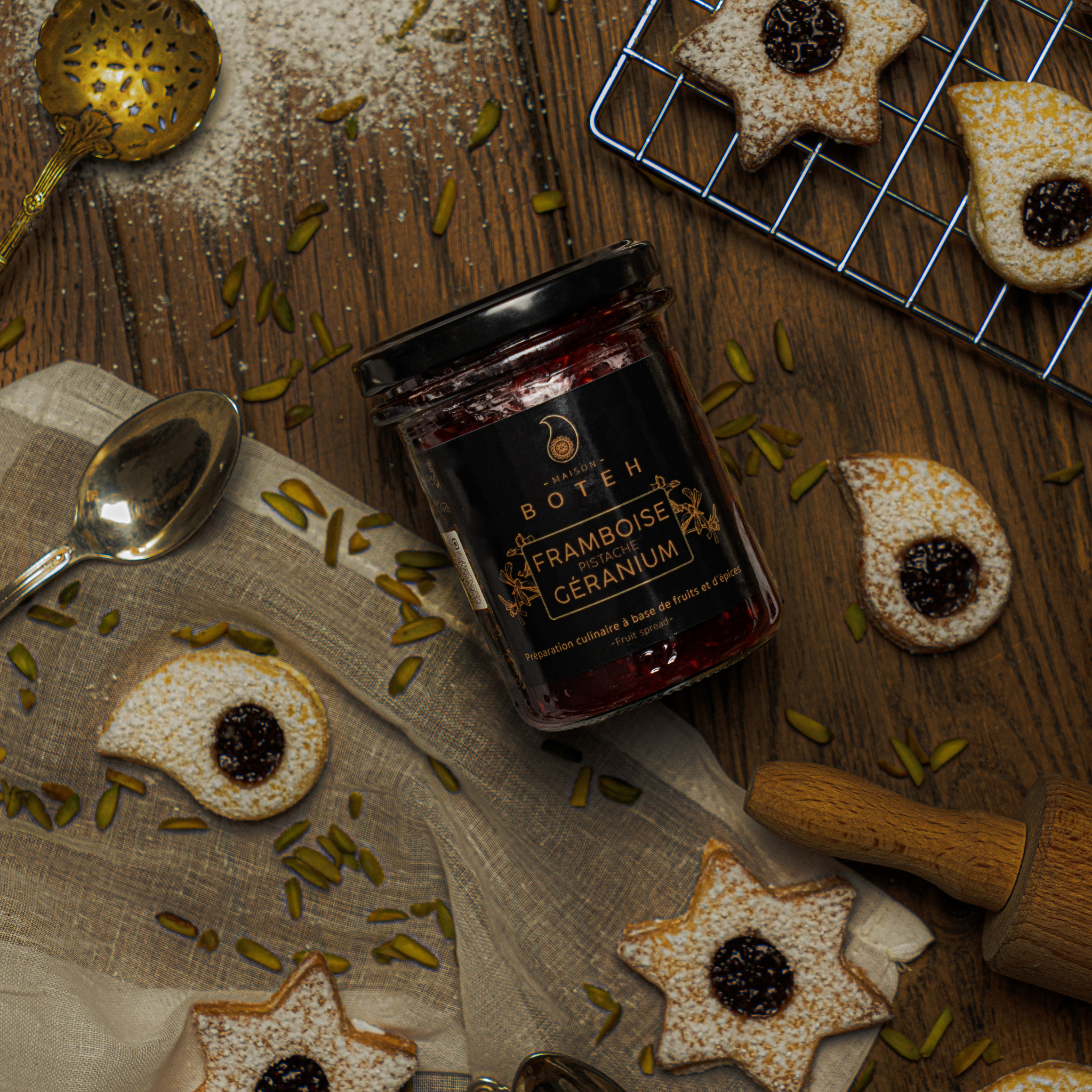Confiture de Framboise Pistache Géranium