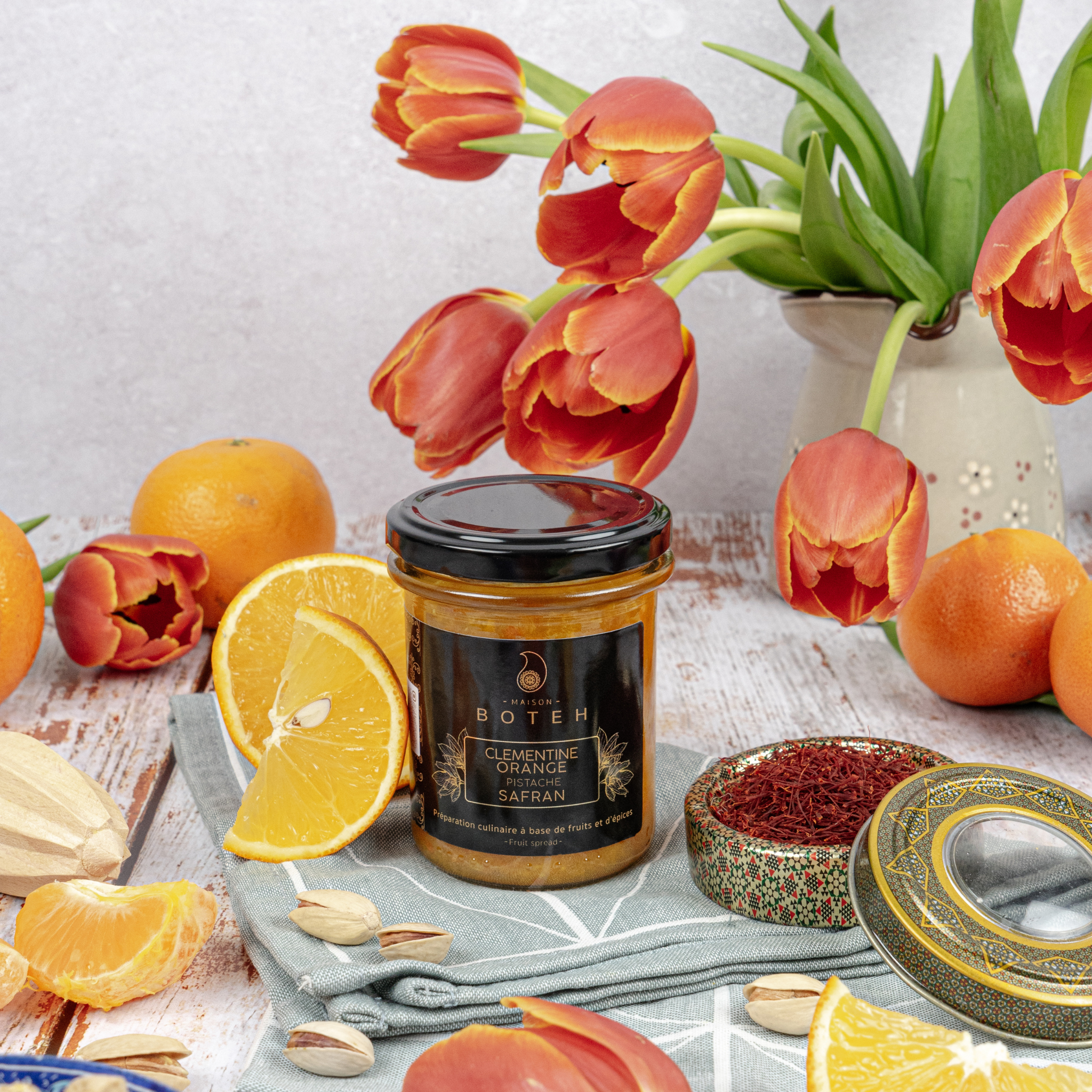 Confiture Orange Clémentine de Corse Pistache Safran